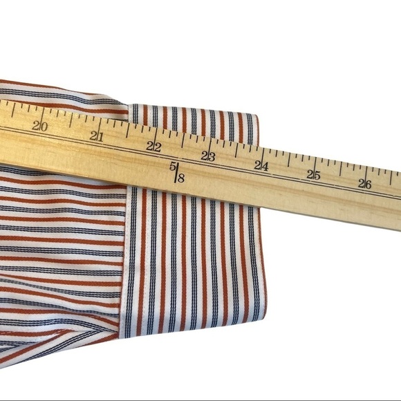 Joseph & Feiss Large Orange Black Striped Long Sleeved Button Down Dress Shirt - Picture 7 of 11